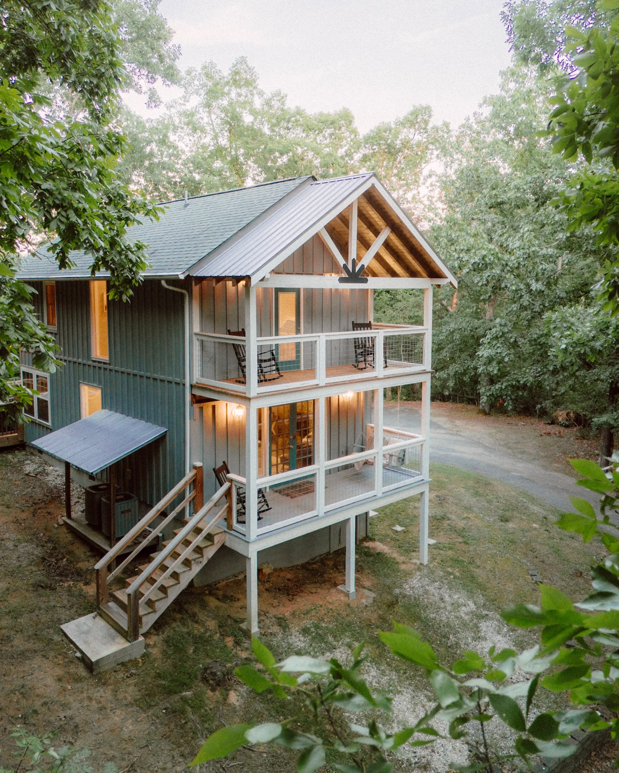 A-frame exterior at Hygge Blue Chalet
