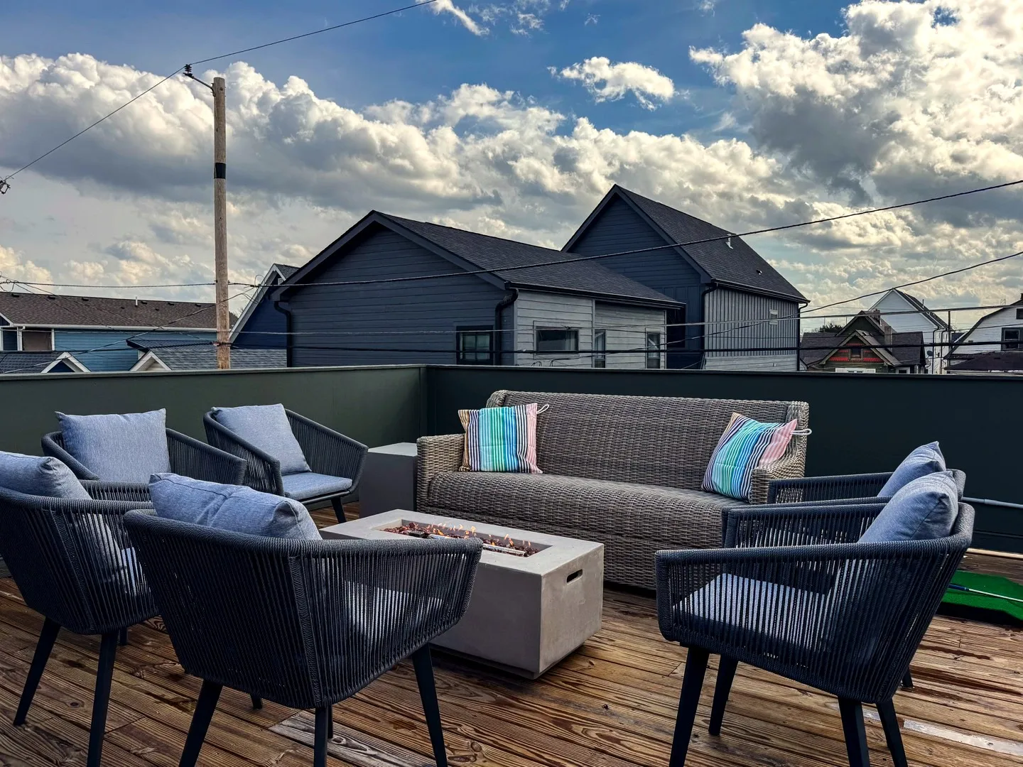 Rooftop firepit at Parkway House
