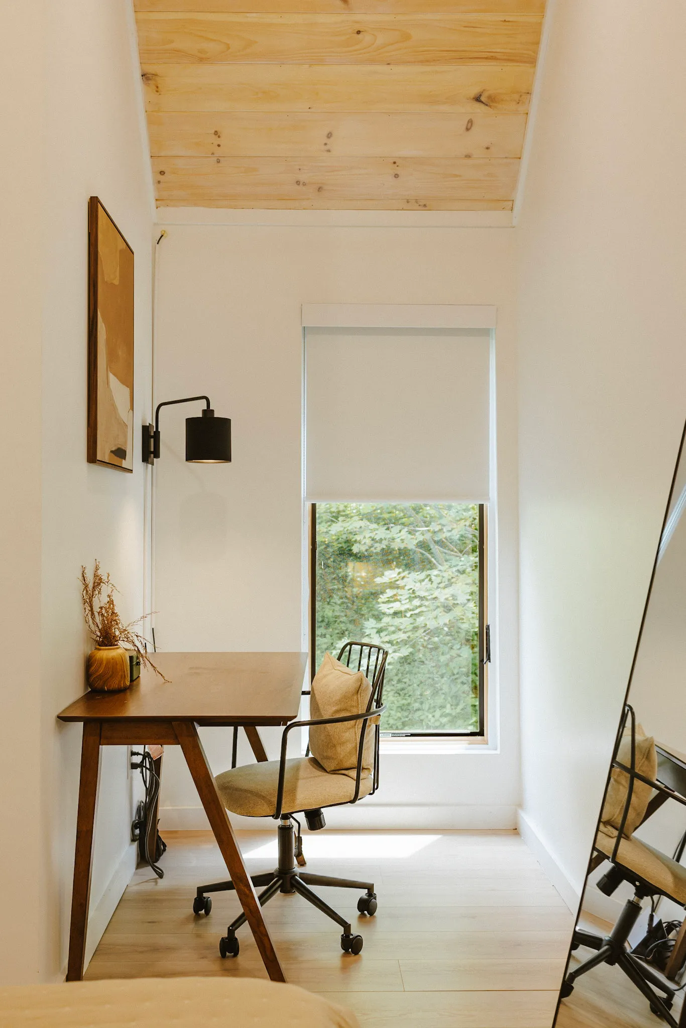 Dedicated workspace desk by the window at Nordic Haus