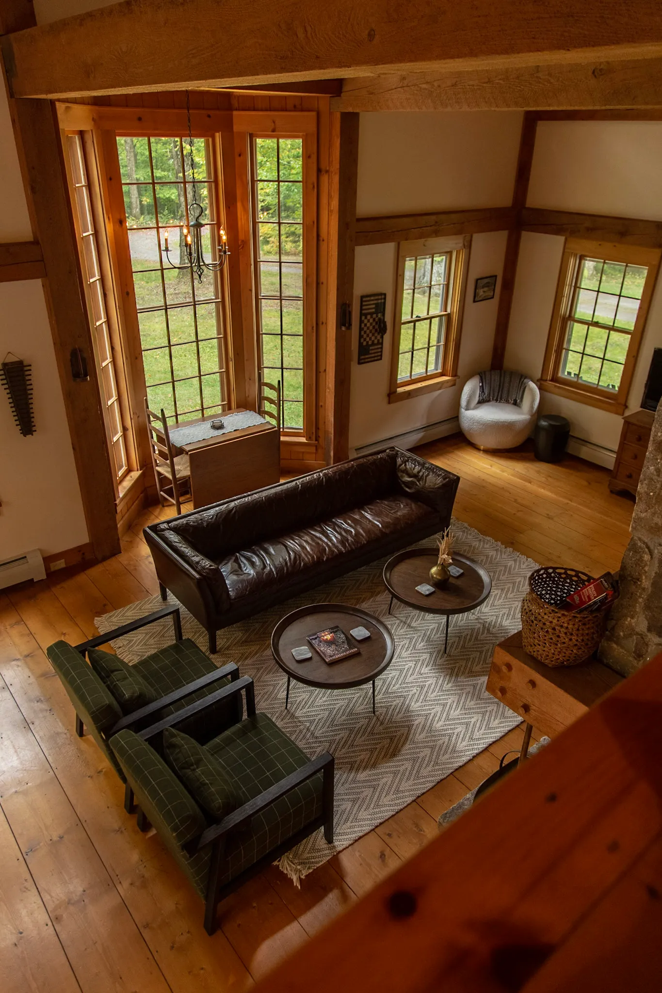 Great room viewed from the loft above at Deerwood Hill